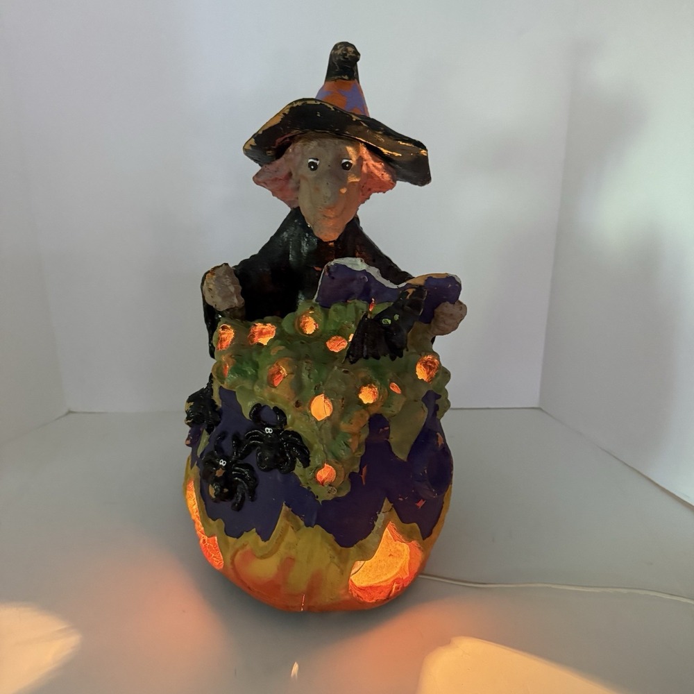 Vintage 90s Matrix Industries Halloween Witch Cauldron Lighted Foam Blow Mold